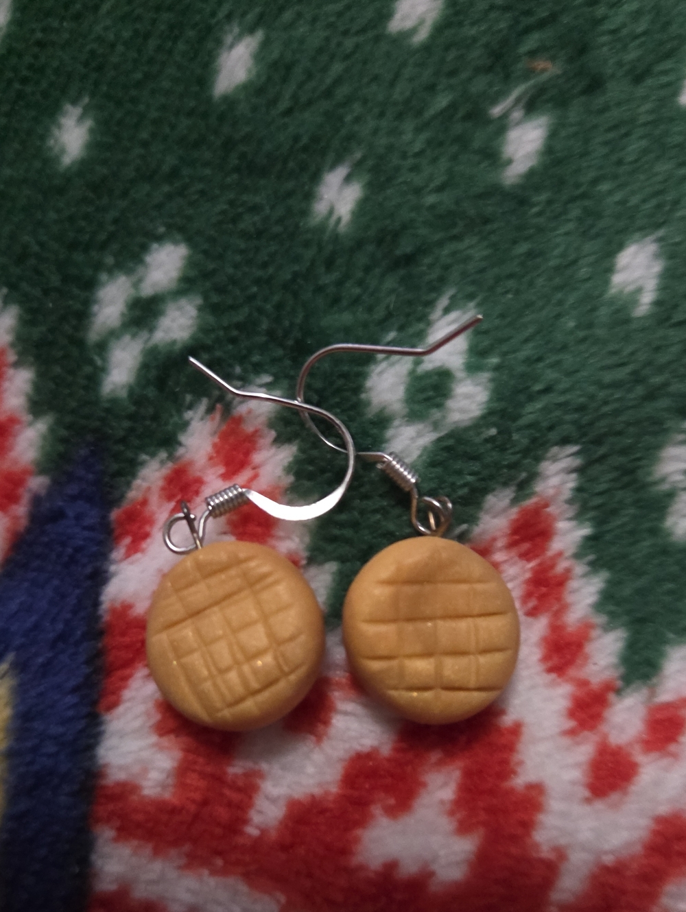 Tan Grid-Textured Dangle Earrings for Women